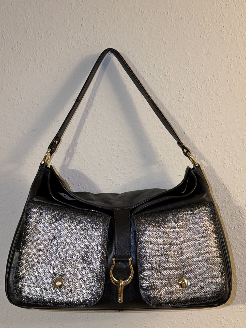 kate spade Black Shoulder Bag with Silver Sequin Pockets